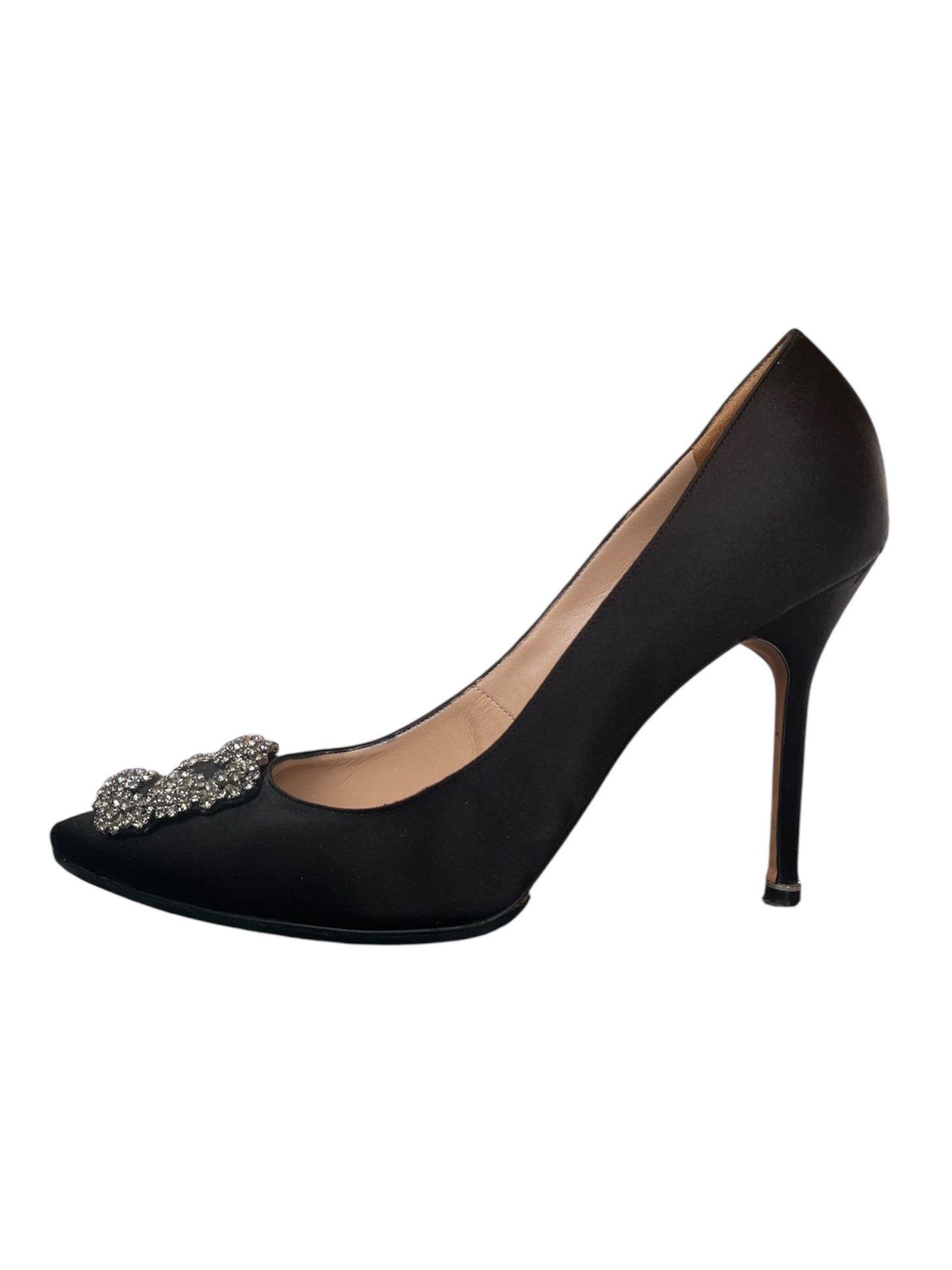 Manolo Blahnik Hangisi Black Satin Jewel Buckle Pump (EU 41)