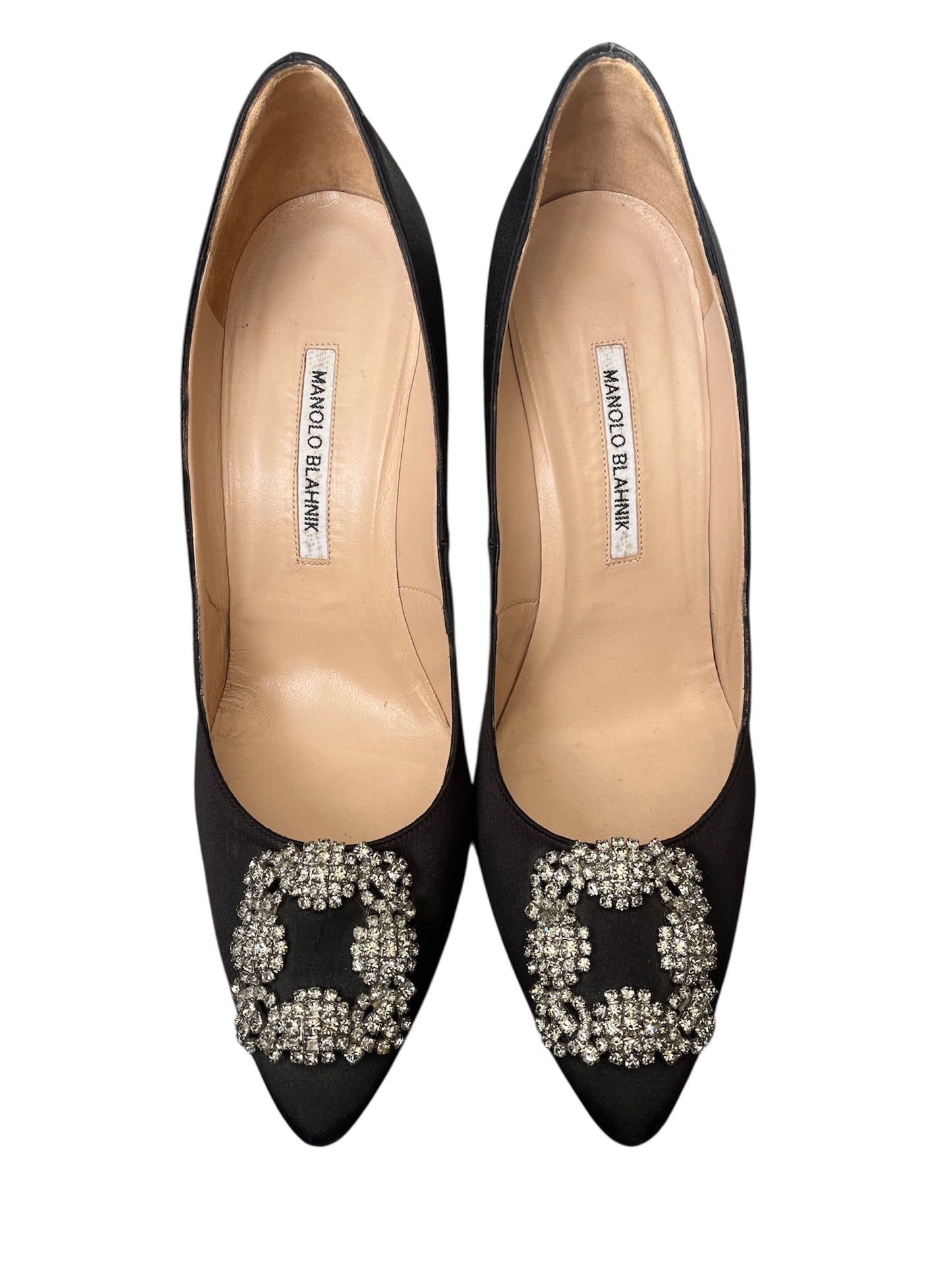 Manolo Blahnik Hangisi Black Satin Jewel Buckle Pump (EU 41)