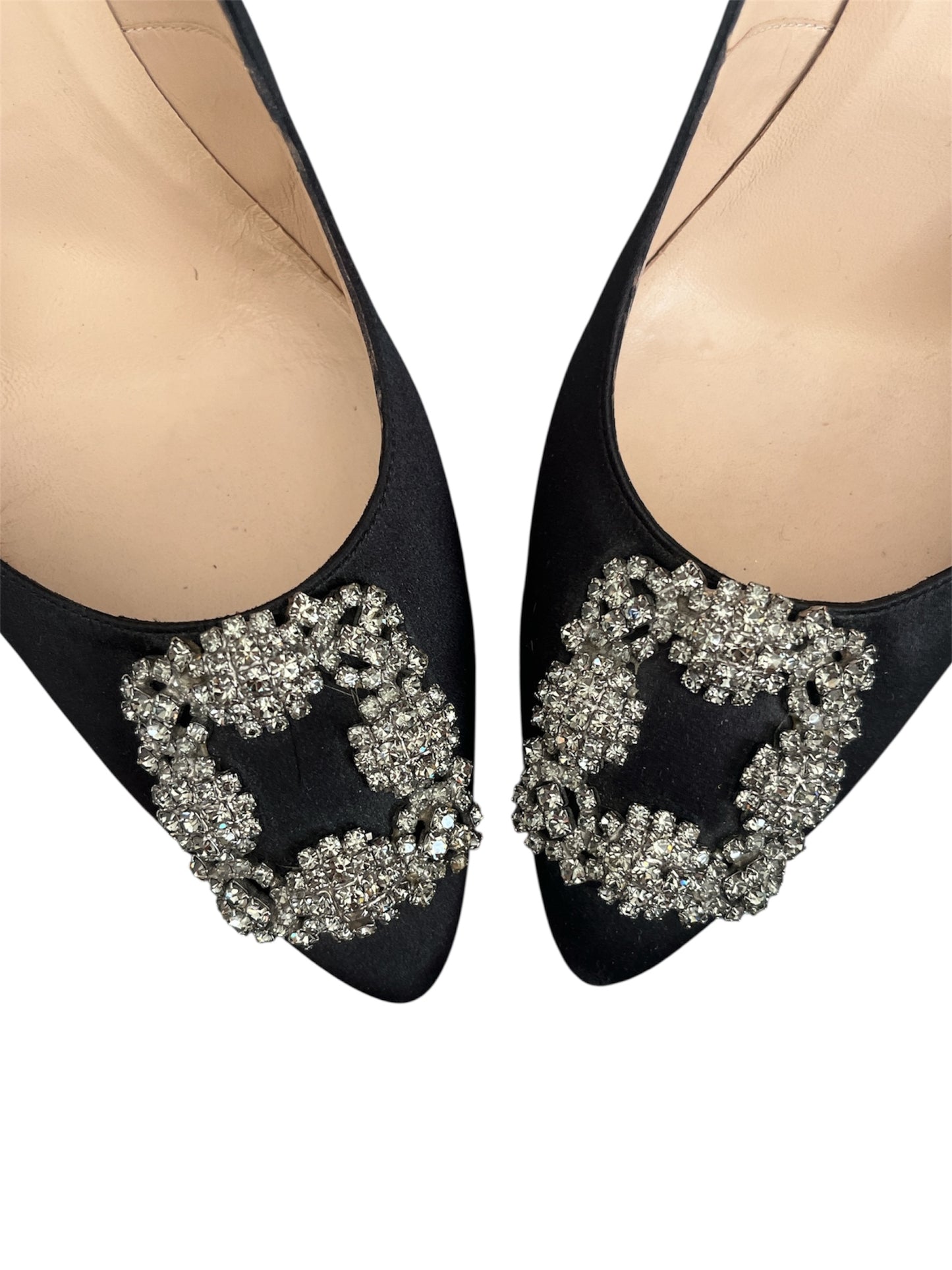 Manolo Blahnik Hangisi Black Satin Jewel Buckle Pump (EU 41)